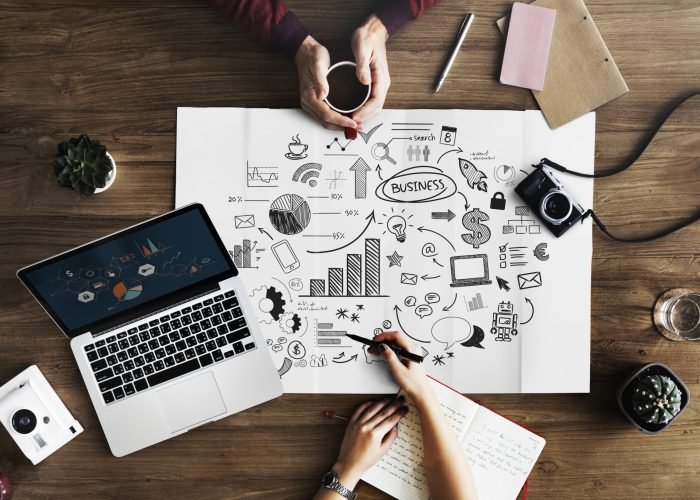 Map lying on wooden table